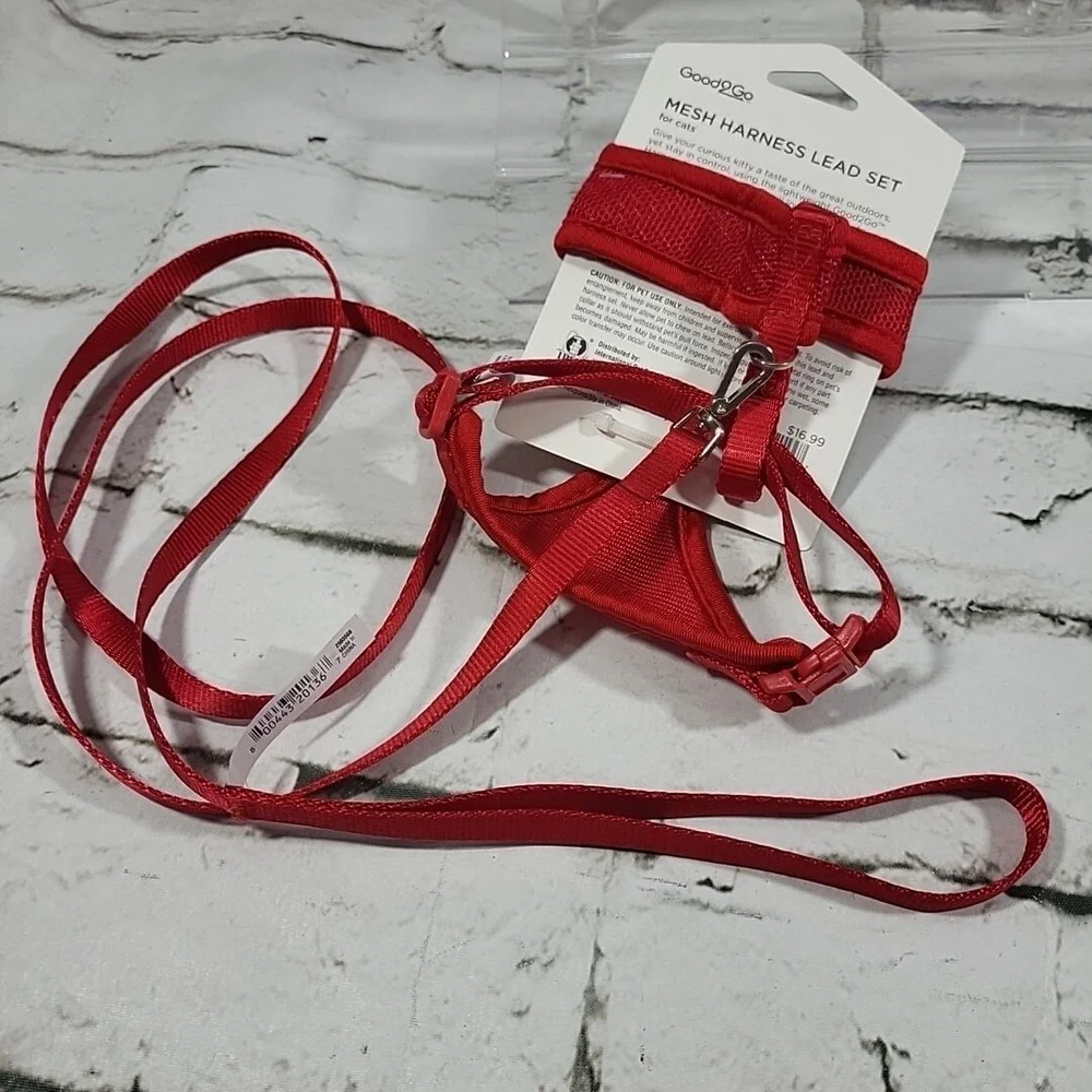 Good2Go Mesh Harness Lead Set For Cats In Red NEW